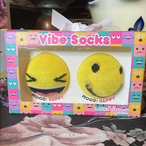 Yellow Emoji Vibe Socks/ gift card holder